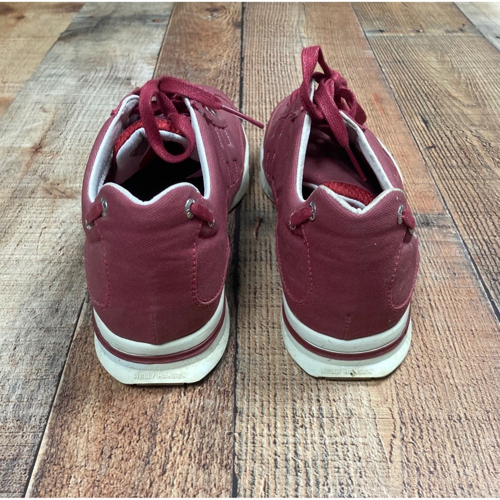 Helly Hansen Mens Burgundy Canvas Low Top Sailing Boat Shoes HH Logo Sneaker - Picture 5 of 9